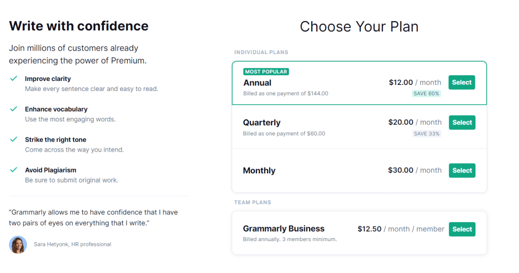 Grammarly Pricing Plans Grammarly Pricing Plans