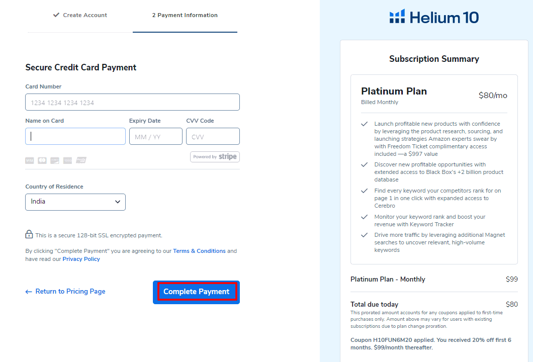 Enter Your Payment Information & Complete Payment